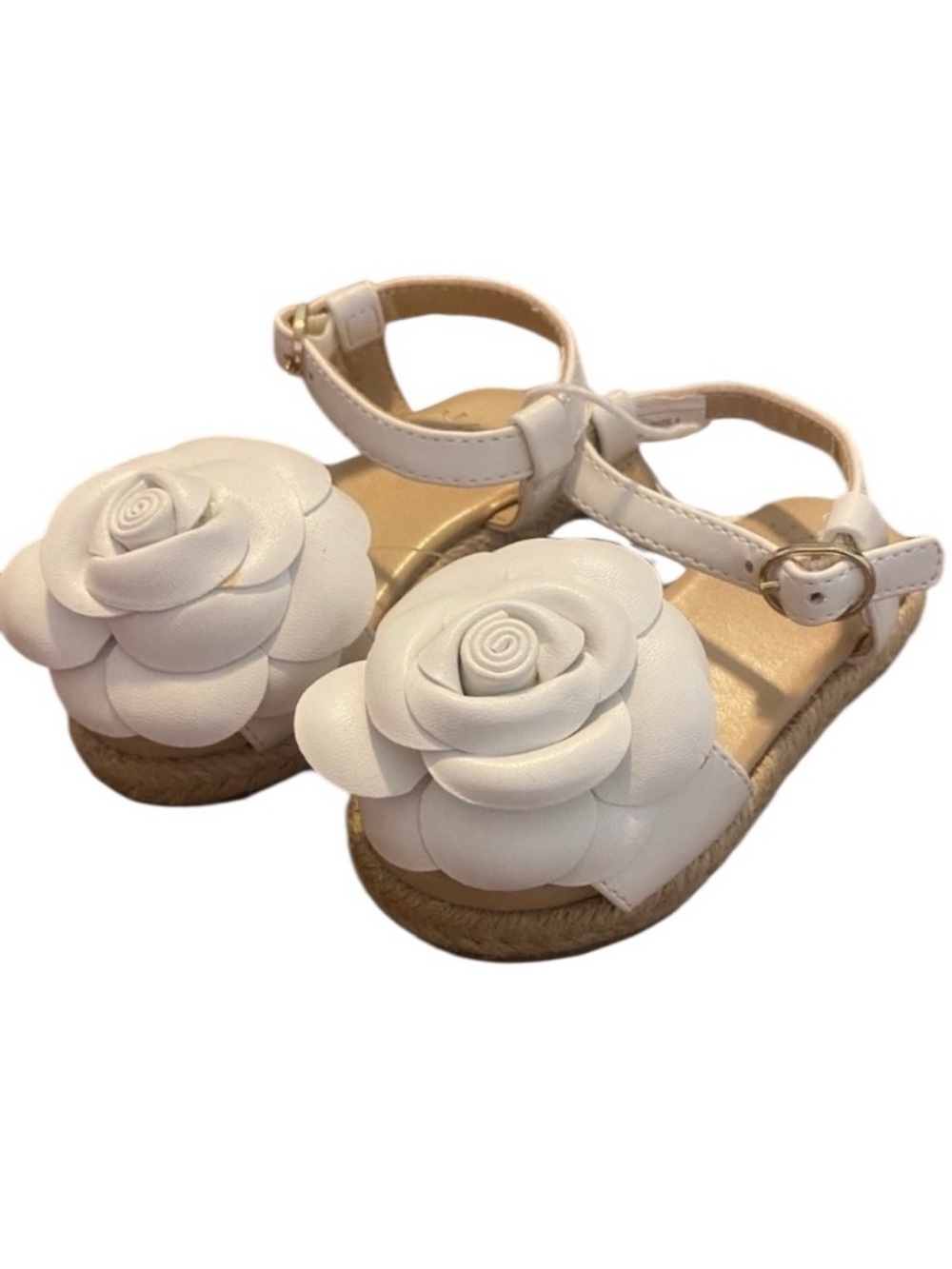 Janie & Jack Girls White Sandals Adjustable New Size 4 🌷